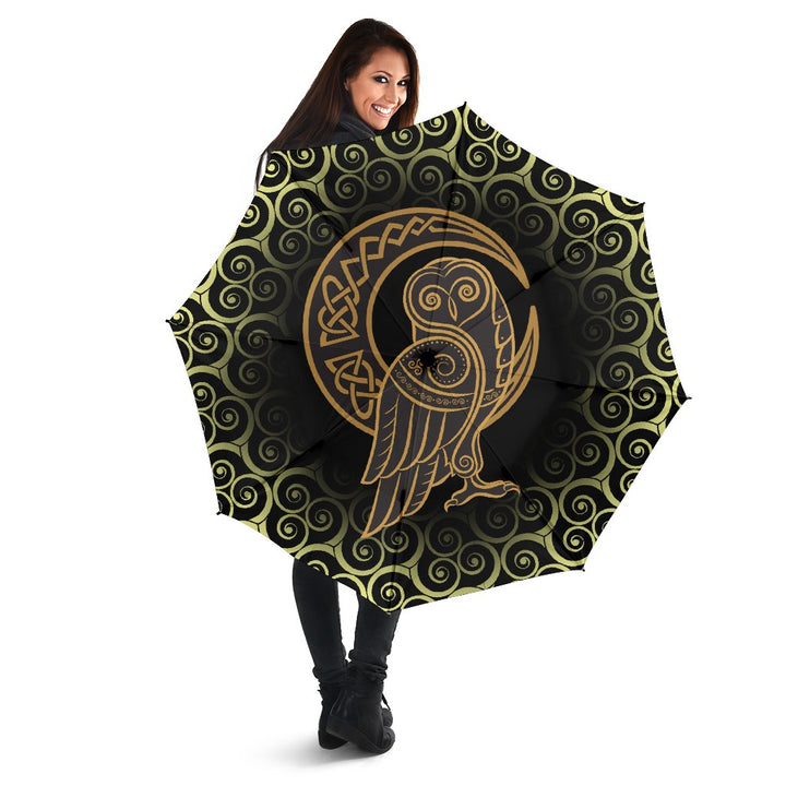 Viking Umbrellas Owl Celtic On Triskels Background