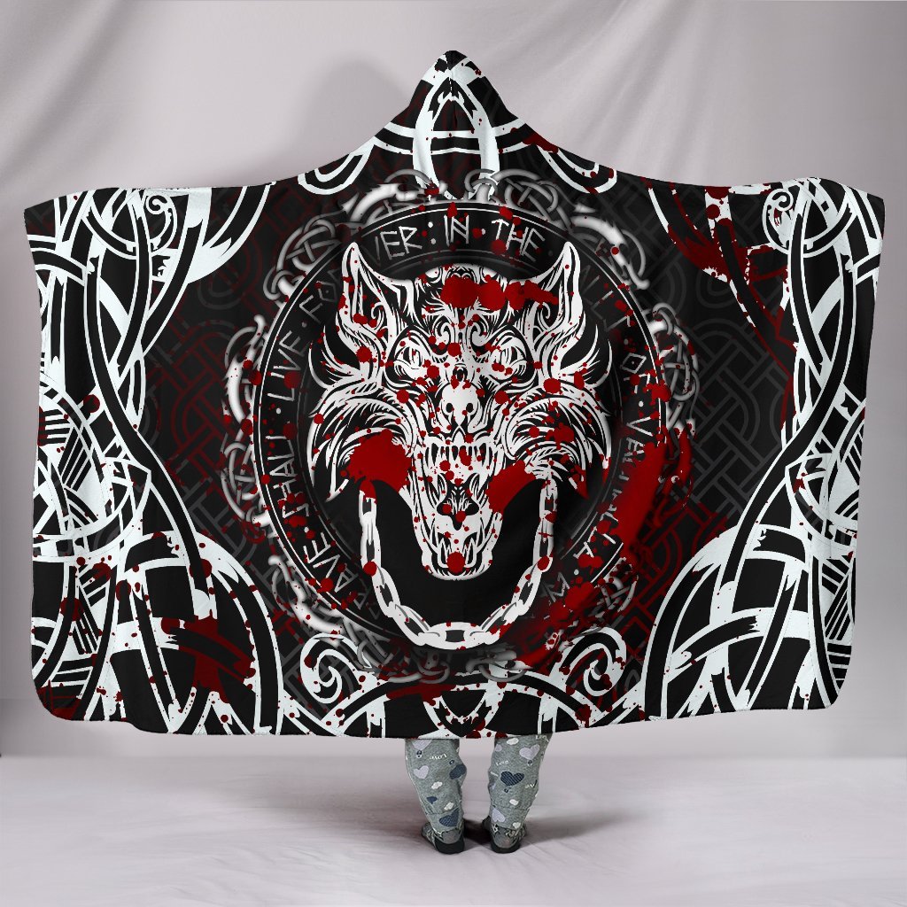 Viking Hooded Blanket Fenrir Viking Blood 3D