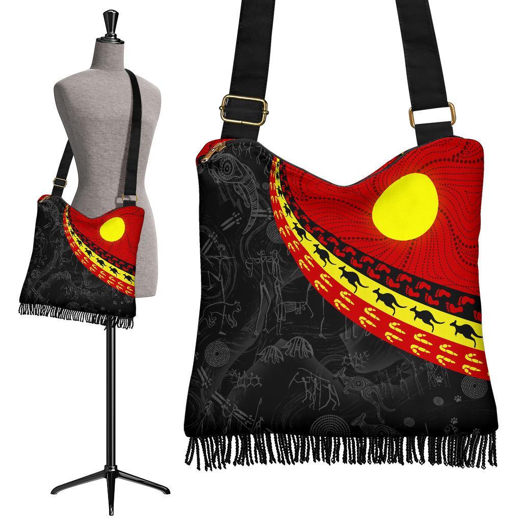 Aboriginal Boho Bags - Indigenous Flag Circle Dot Painting