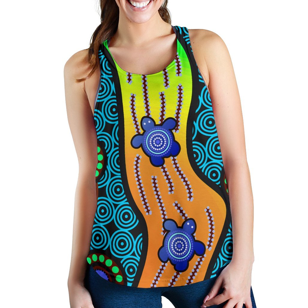 Women's Racerback Tank - Aboriginal Turtle