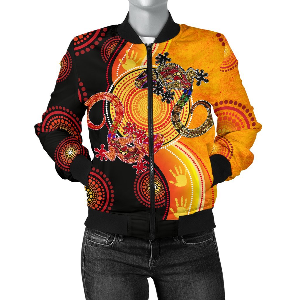 Aboriginal Bomber Jacket - Couple Aboriginal Lizards