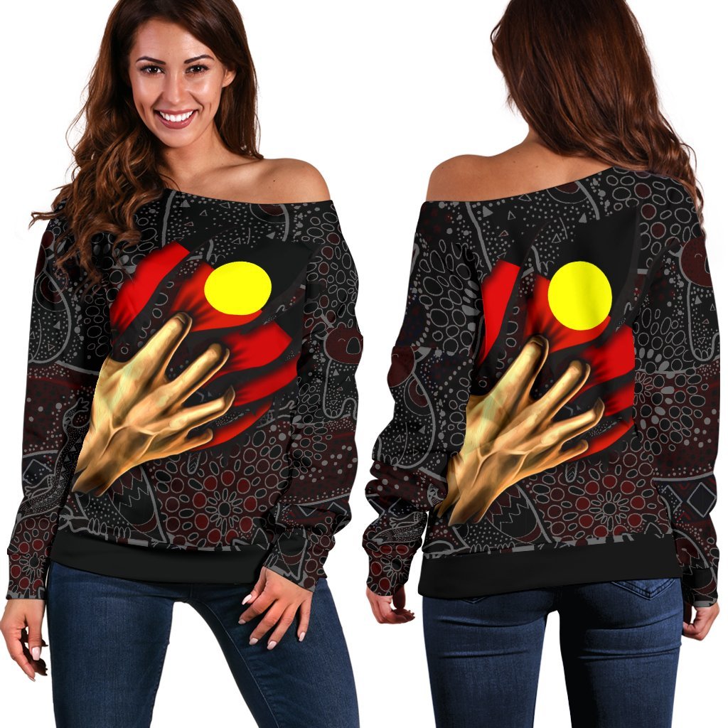 Aboriginal Women's Off Shoulder Sweater - Aboriginal Blood In Me