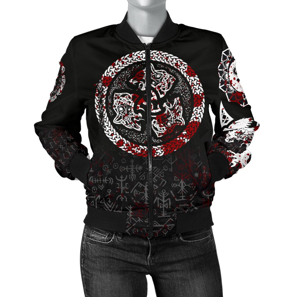 Viking Bomber Jacket Fierce Blood Wolf Symbol Of A Viking Nordic Style Ver01