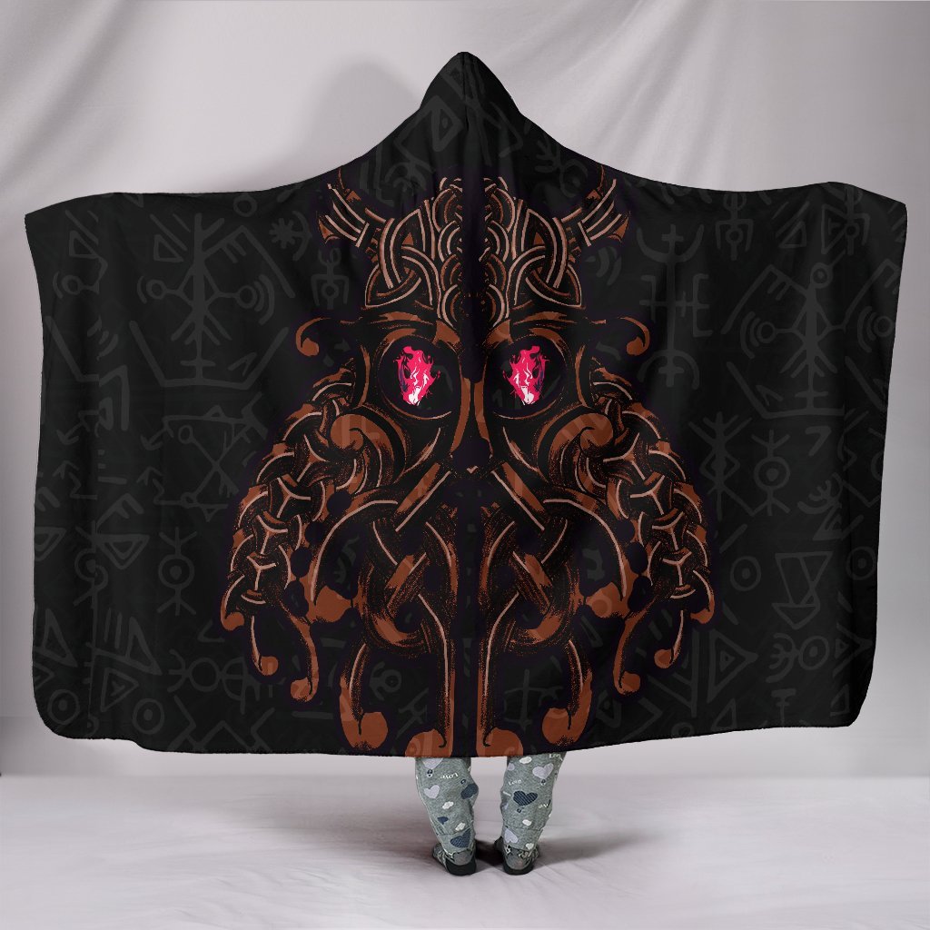 Viking Hooded Blanket Odin God Furthark Tattoo Special