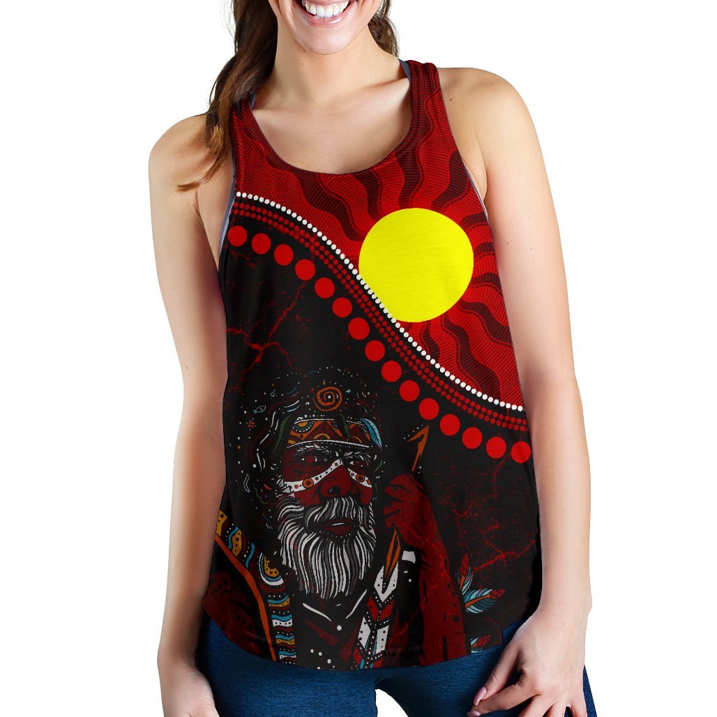 Aboriginal Women's Racerback Tank - Indigenous People And Sun