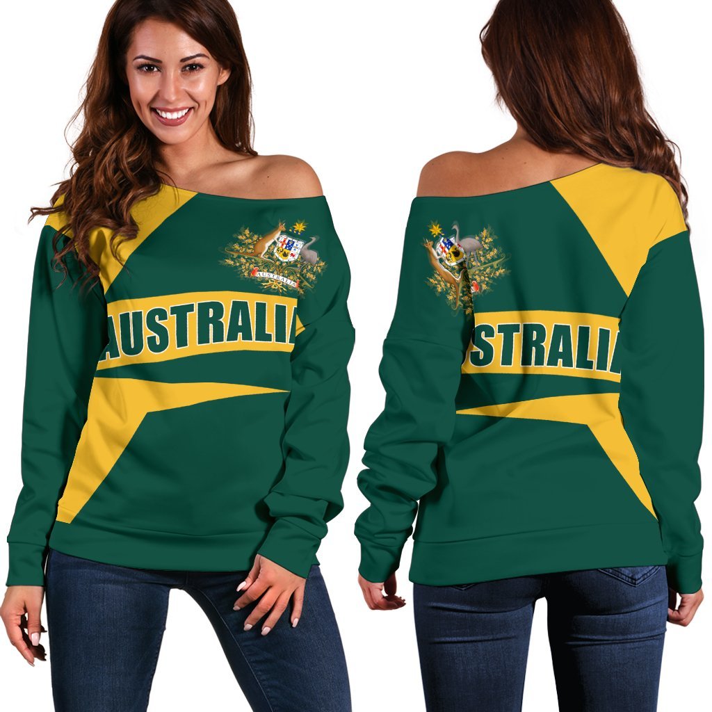 Women's Off Shoulder Sweater - Australian's Pride Ver02