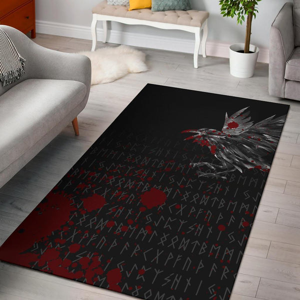 Viking Area Rug The Raven Of Odin Rune Blood