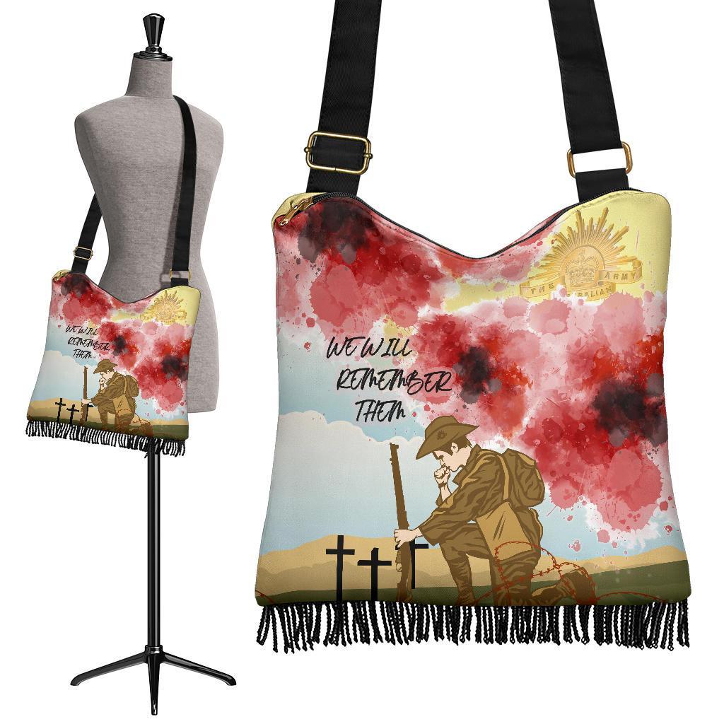 Anzac Day Boho Handbag - We Will Remember Them