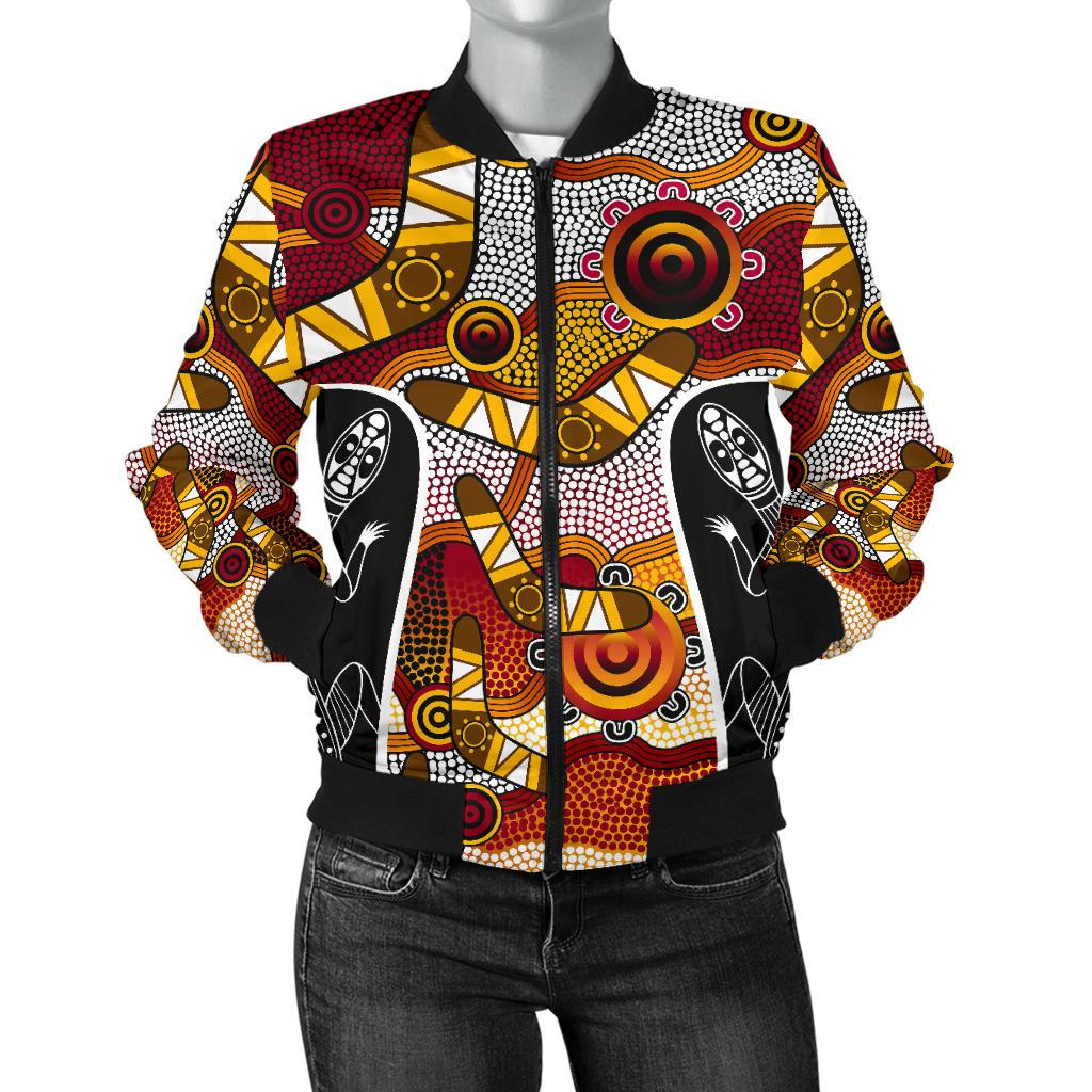 Bomber Jacket - Aboriginal Dot Painting Lizard Jacket