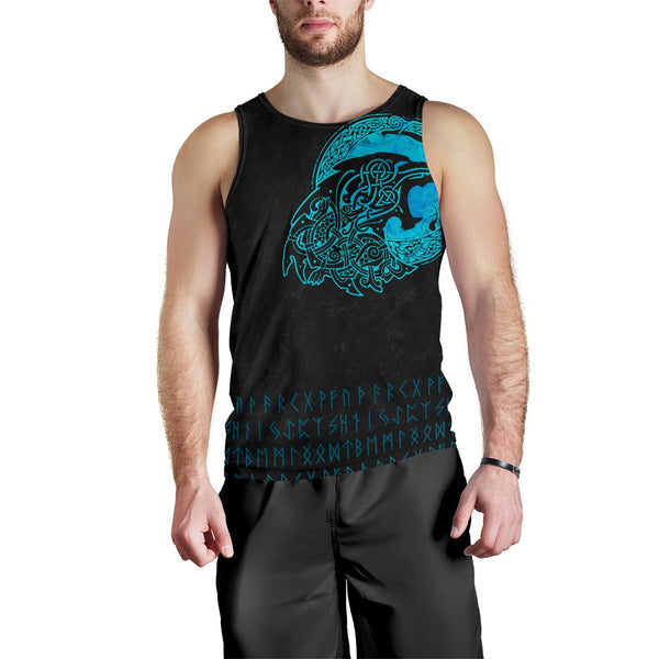 Viking Men's Tank Top Fenrir Wolf Cyan