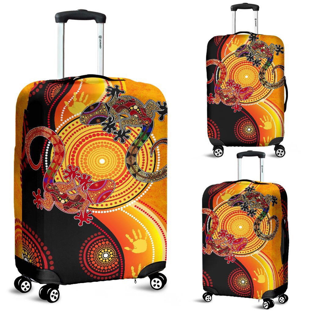 Aboriginal Luggage Covers - Couple Aboriginal Lizards