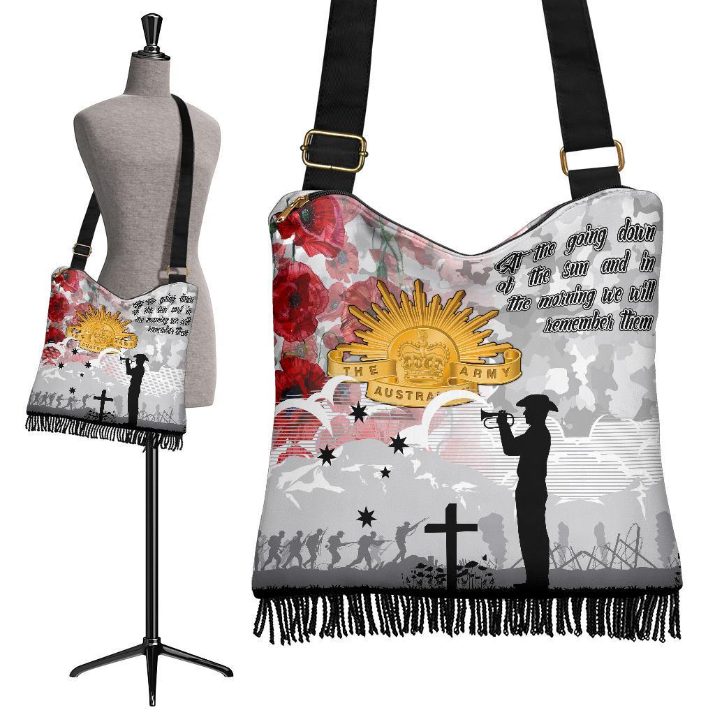 Anzac Crossbody Boho Handbag - We Will Remember Them