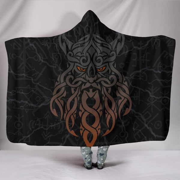 Viking Hooded Blanket Odin God Furthark Tattoo Special