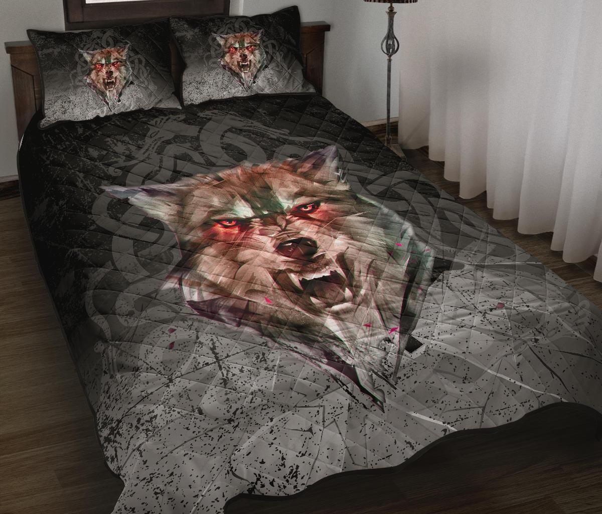 Viking Quilt Bedding Set Fenrir Norse Wolf