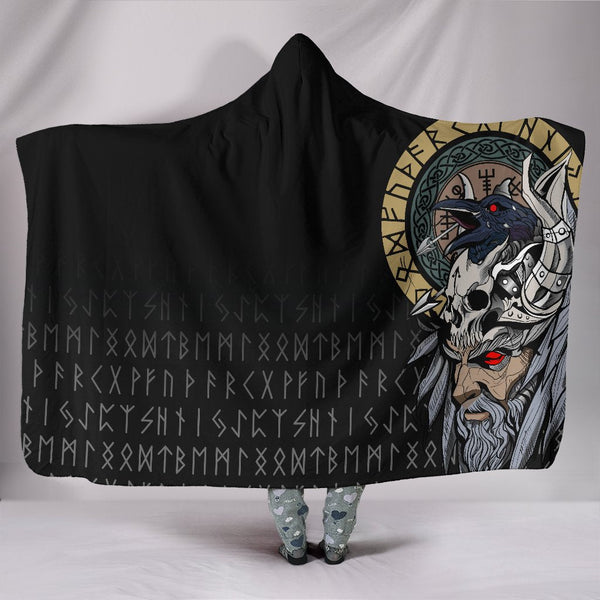 Viking Hooded Blanket Odin Raven