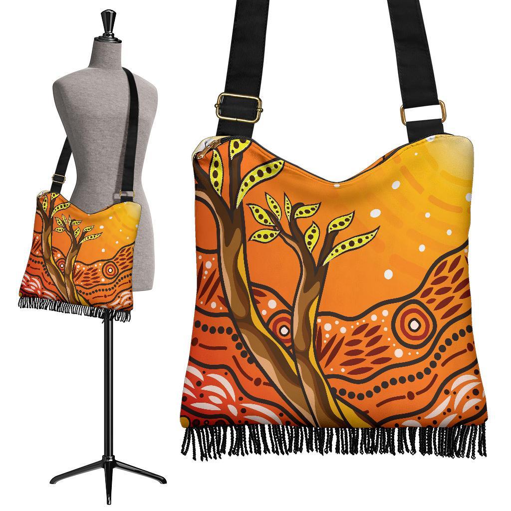 Aboriginal Boho Handbag - Tree On The Hill