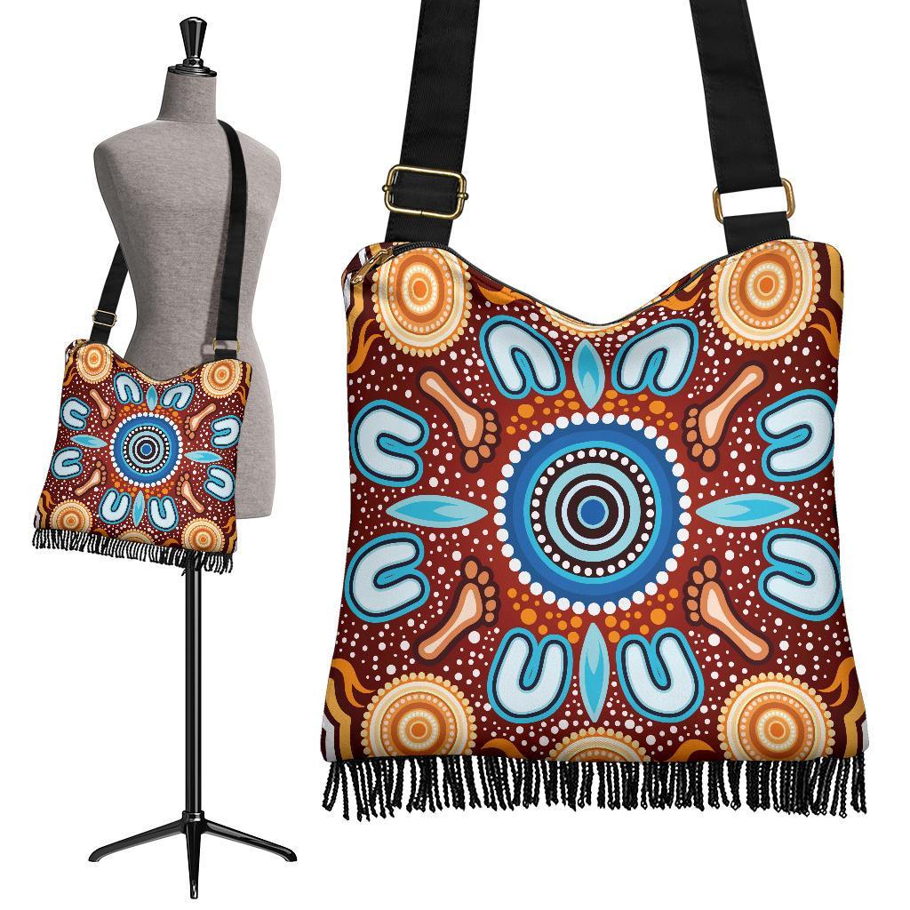 Boho Handbag - Indigenous Circle Dot Painting Ver02