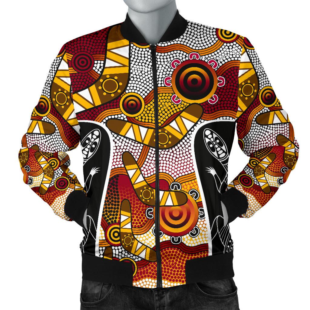 Bomber Jacket - Aboriginal Dot Painting Lizard Jacket
