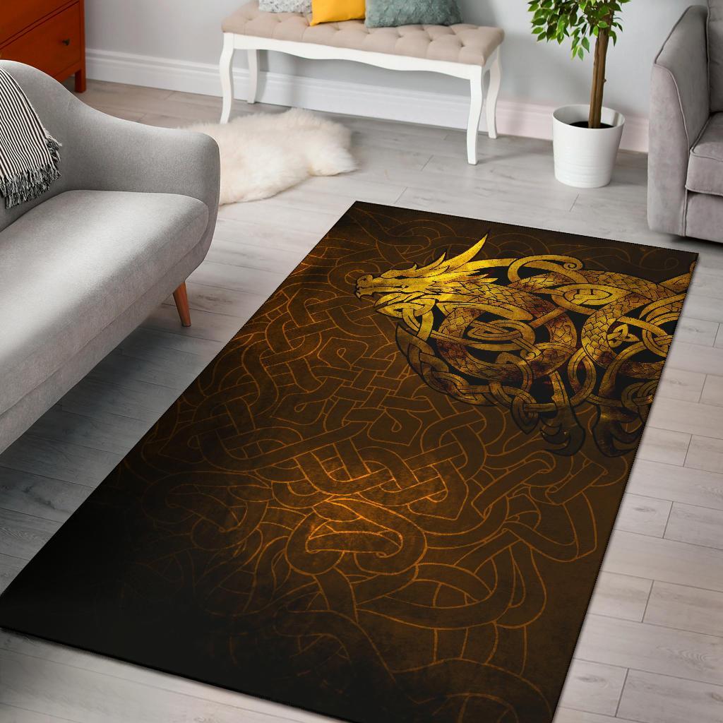 Viking Area Rug Celtic Dragon Tattoo