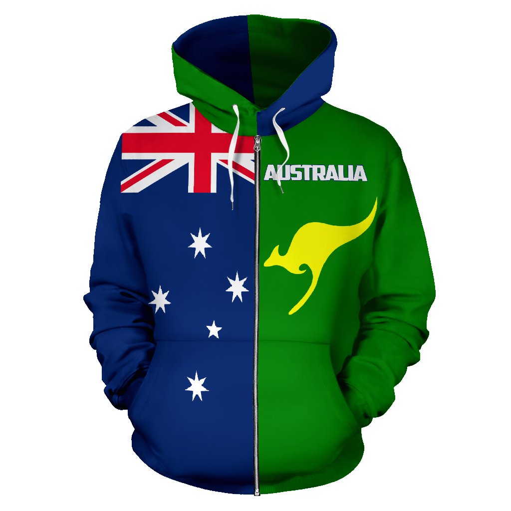 Zip Hoodie - Aus Flag Hoodie Kangaroo Southern Cross