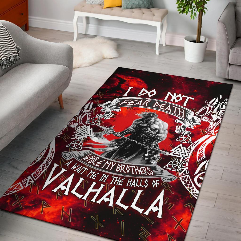 Viking Area Rug I Do Not Fear Death While My Brothers Await Me In The Halls of Valhalla