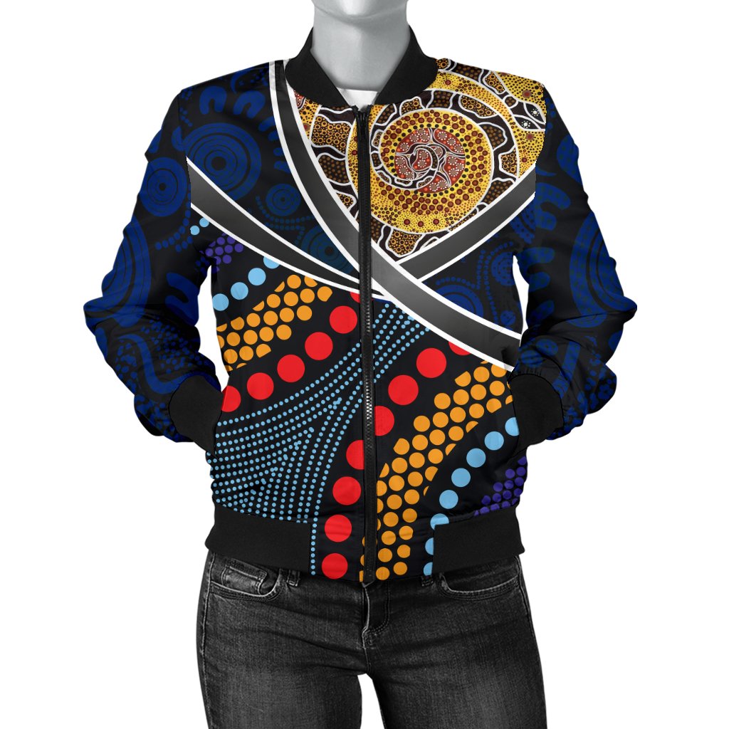 Aboriginal Bomber Jacket - Aboriginal Dot Panting Art With Snake