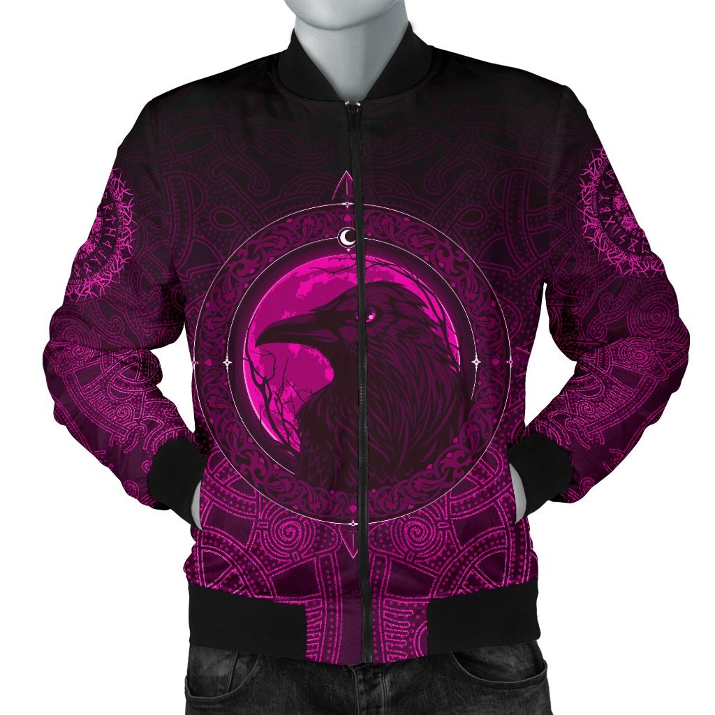 Viking Bomber Jacket Ethnic Odin Raven Pink Style Ver02