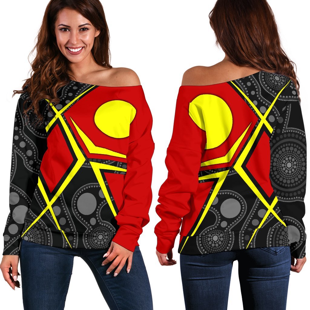 Aboriginal Off Shoulder Sweater - Indigenous Legend