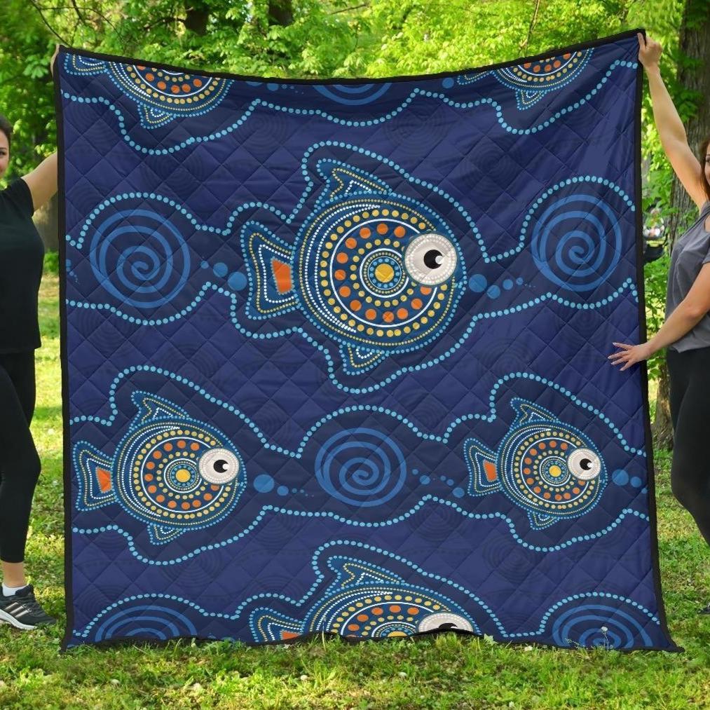 Aboriginal Premium Quilt - Indigenous Turtle Patterns