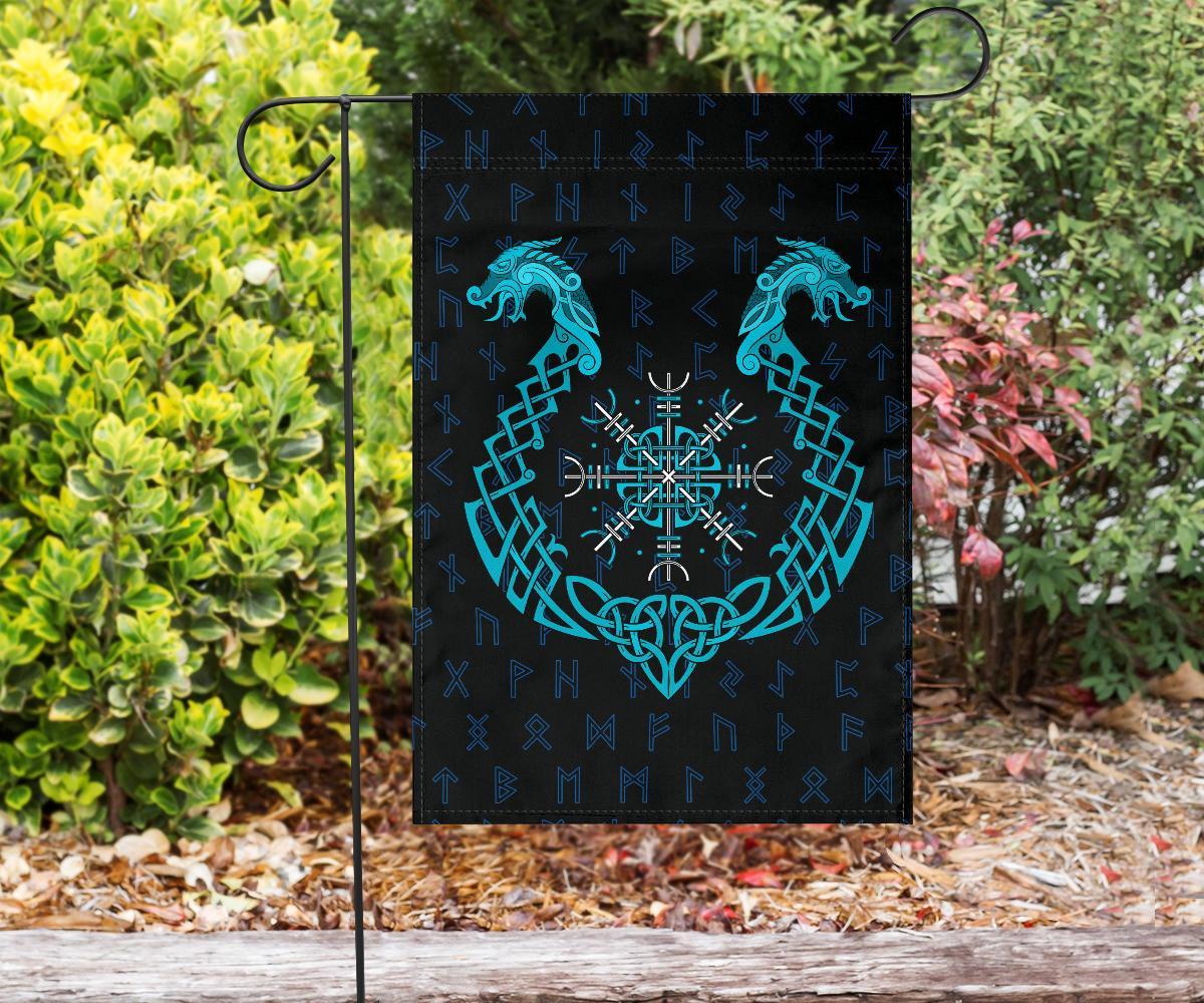 Viking Garden Flag Aegishjalmur Helm Of Awe Blue Edition