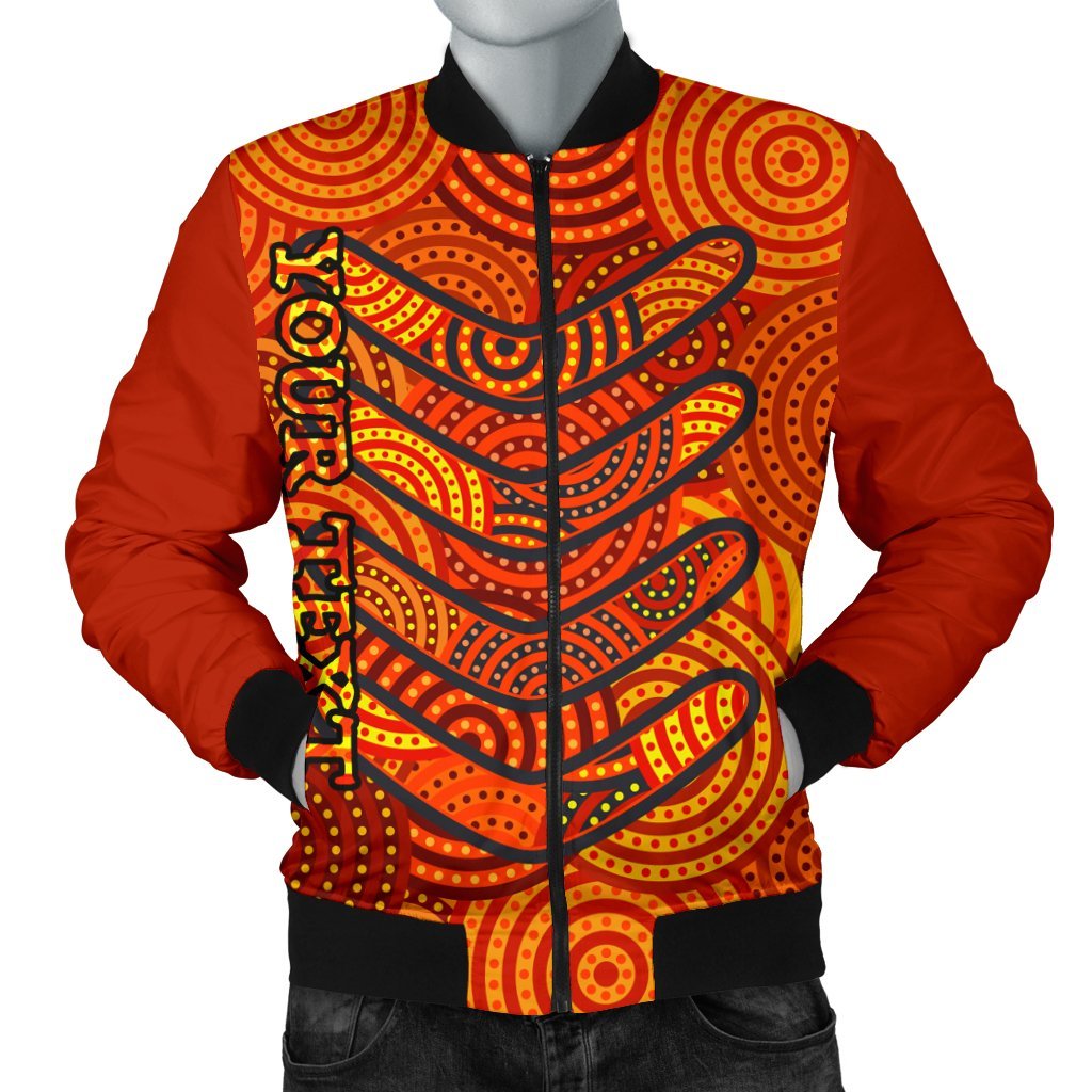 Aboriginal Personalised Men Bomber Jacket - Aboriginal Boomerangs And Dot Circle