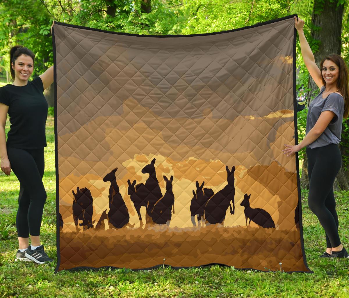 Premium Quilts - Kangaroo Quilts Family Sunset Painting Ver02A