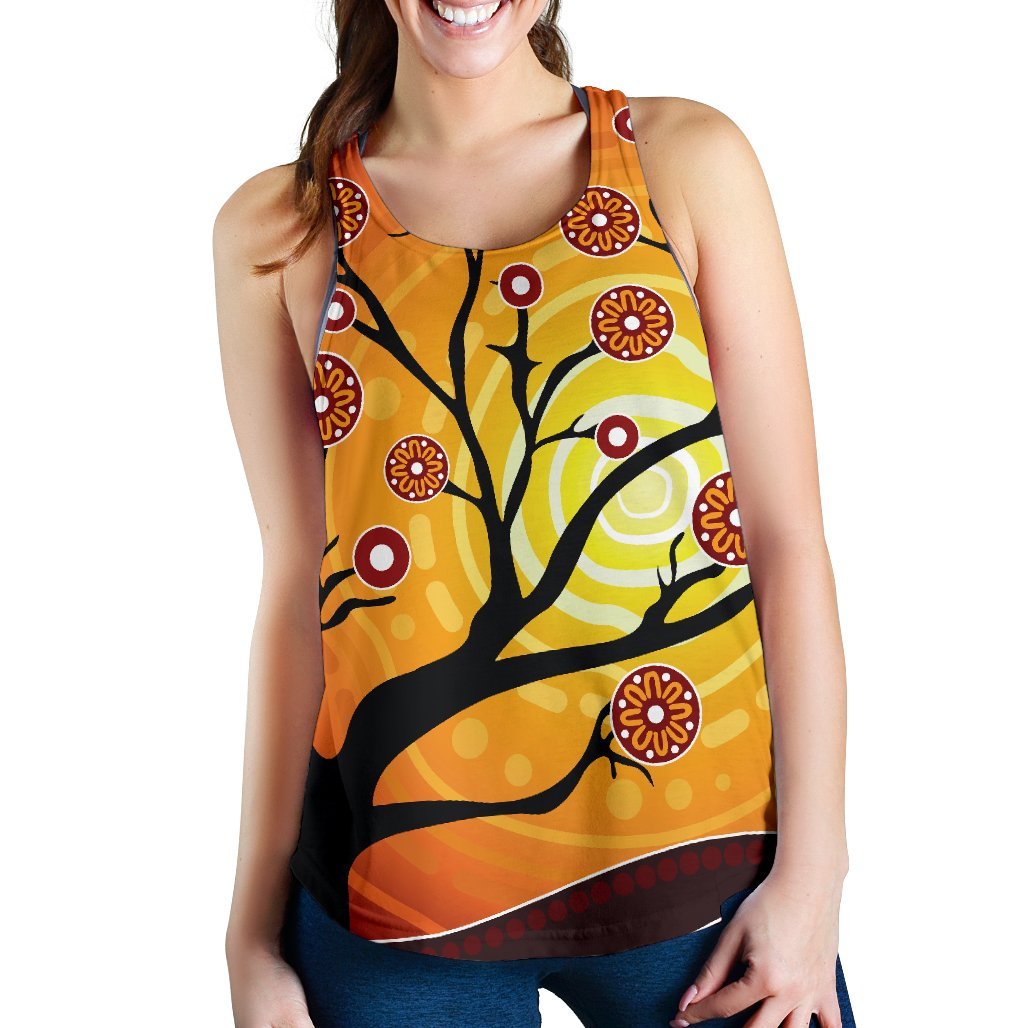 Aboriginal Women's Racerback Tank - Tree In Spring Season