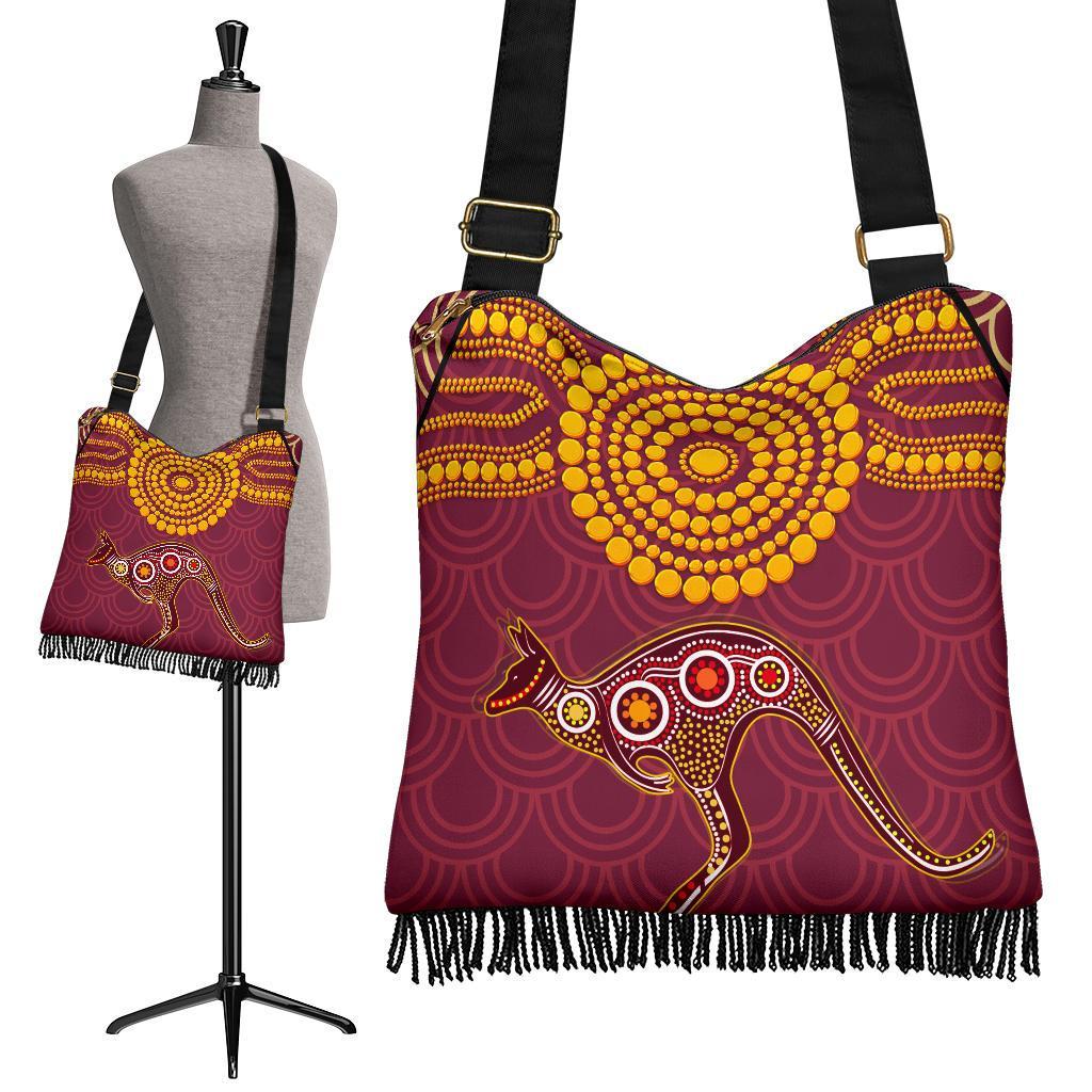 Aboriginal Crossbody Boho Handbag - Aboriginal Kangaroo