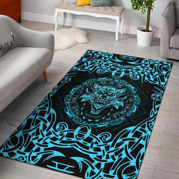 Viking Area Rug Fenrir Viking Cyan 3D