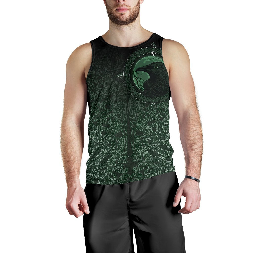 Viking Men's Tank Top Ethnic Odin Raven Green