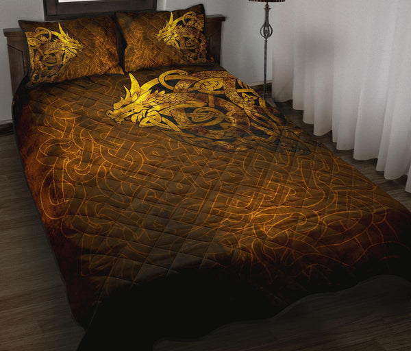 Viking Quilt Bedding Set Celtic Dragon Tattoo