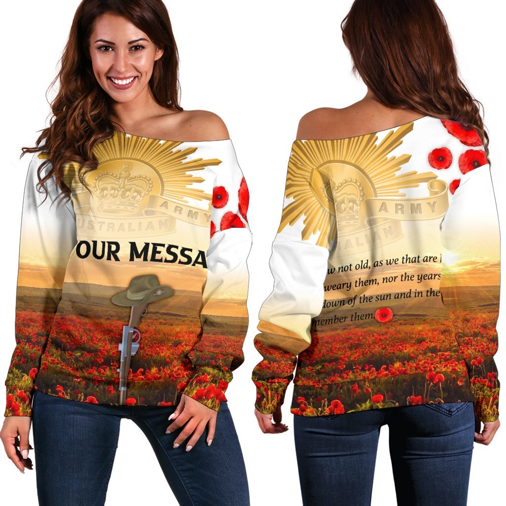 (Custom) Anzac Day 2022 Women's Off Shoulder Sweater - We Will Remember Them