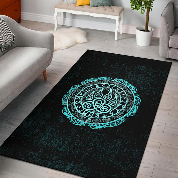 Viking Area Rug Viking Bear Claws Cyan Tattoo