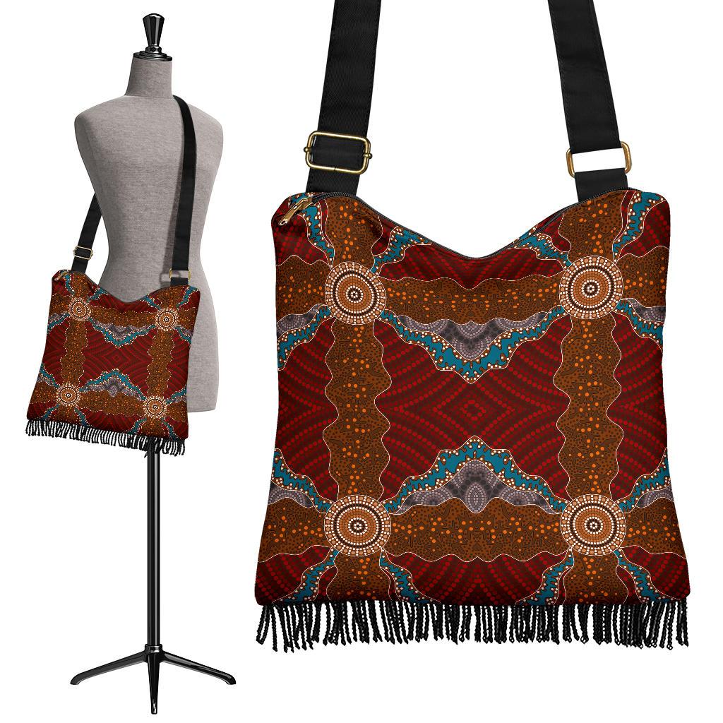 Crossbody Boho Handbags - Aboriginal Dot Painting Bag Ver06