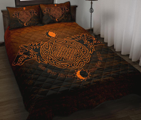 Viking Quilt Bedding Set Skoll And Hati Orange