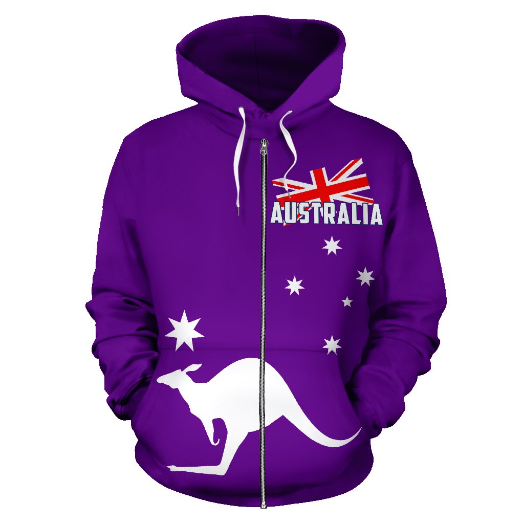 Zip Hoodie - Kangaroo Hoodie Aus Flag Ver03 - All Over Print