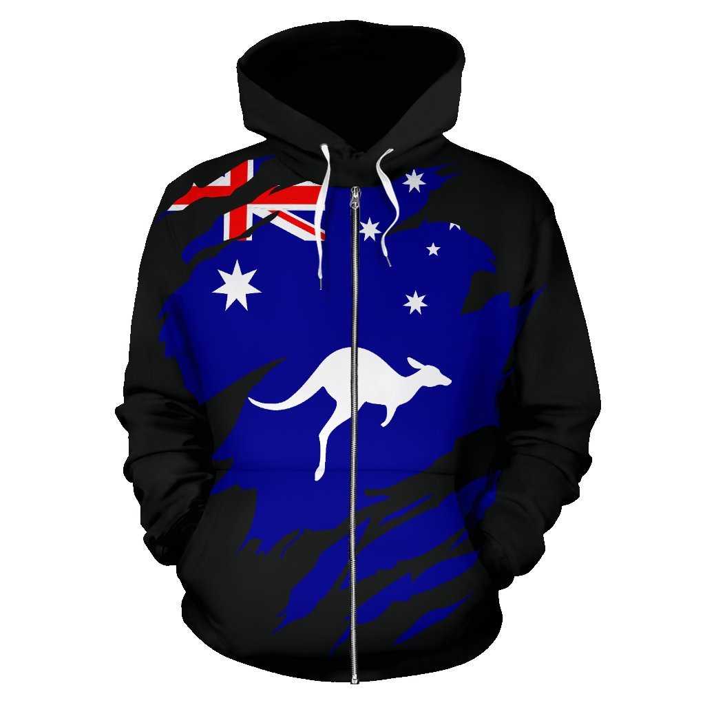 Zip Hoodie - Kangaroo Hoodie Flag Style Compass - All Over Print