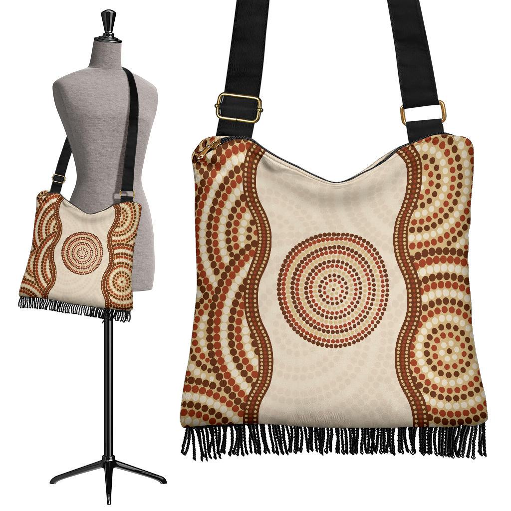 Crossbody Boho Handbags - Aboriginal Dot Painting Bag Ver13