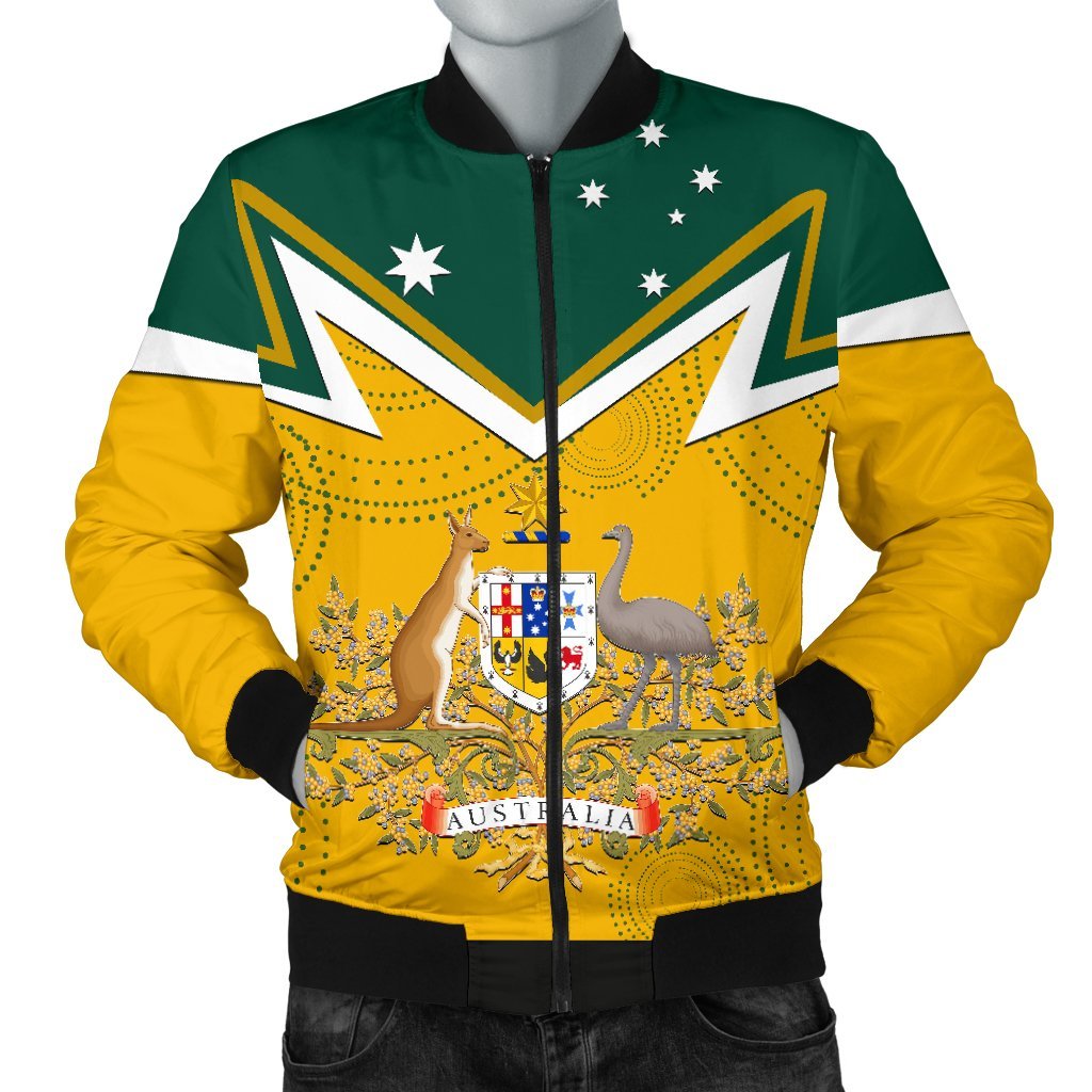 Men Bomber Jacket - Australian Coat Of Arms National Color