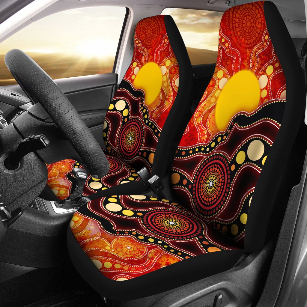 Aboriginal Car Seat Cover - Aboriginal Lives Matter Flag Dot Painting Art