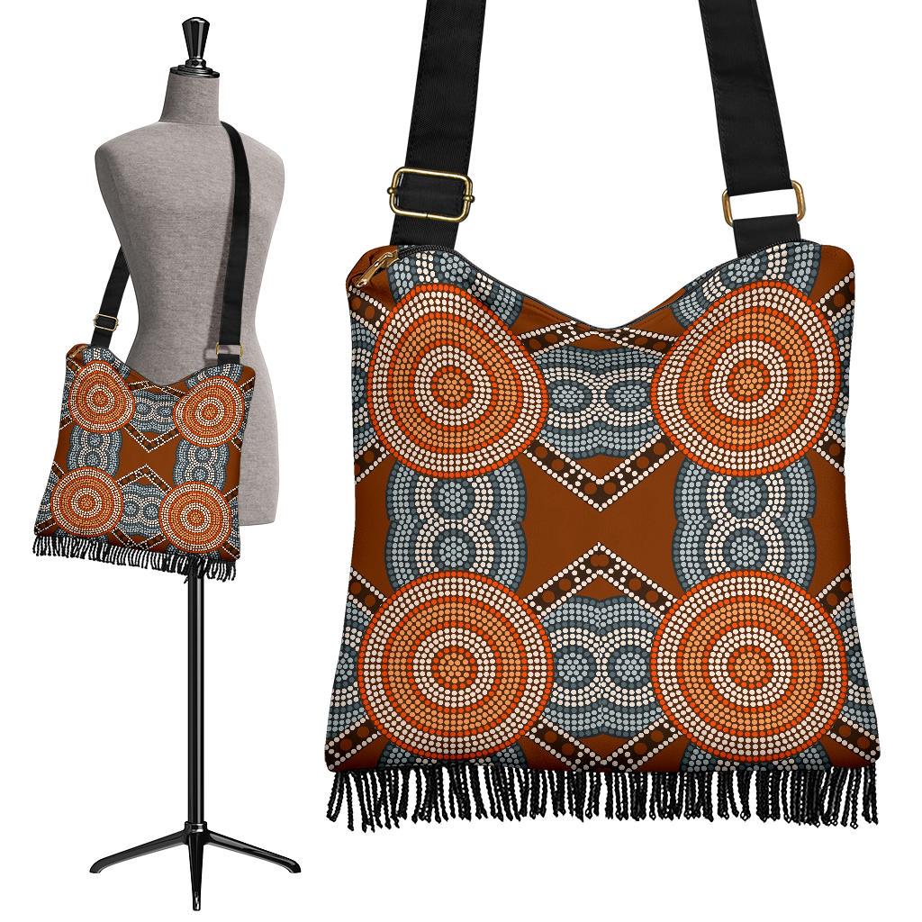 Crossbody Boho Handbags - Aboriginal Dot Painting Bag Ver05