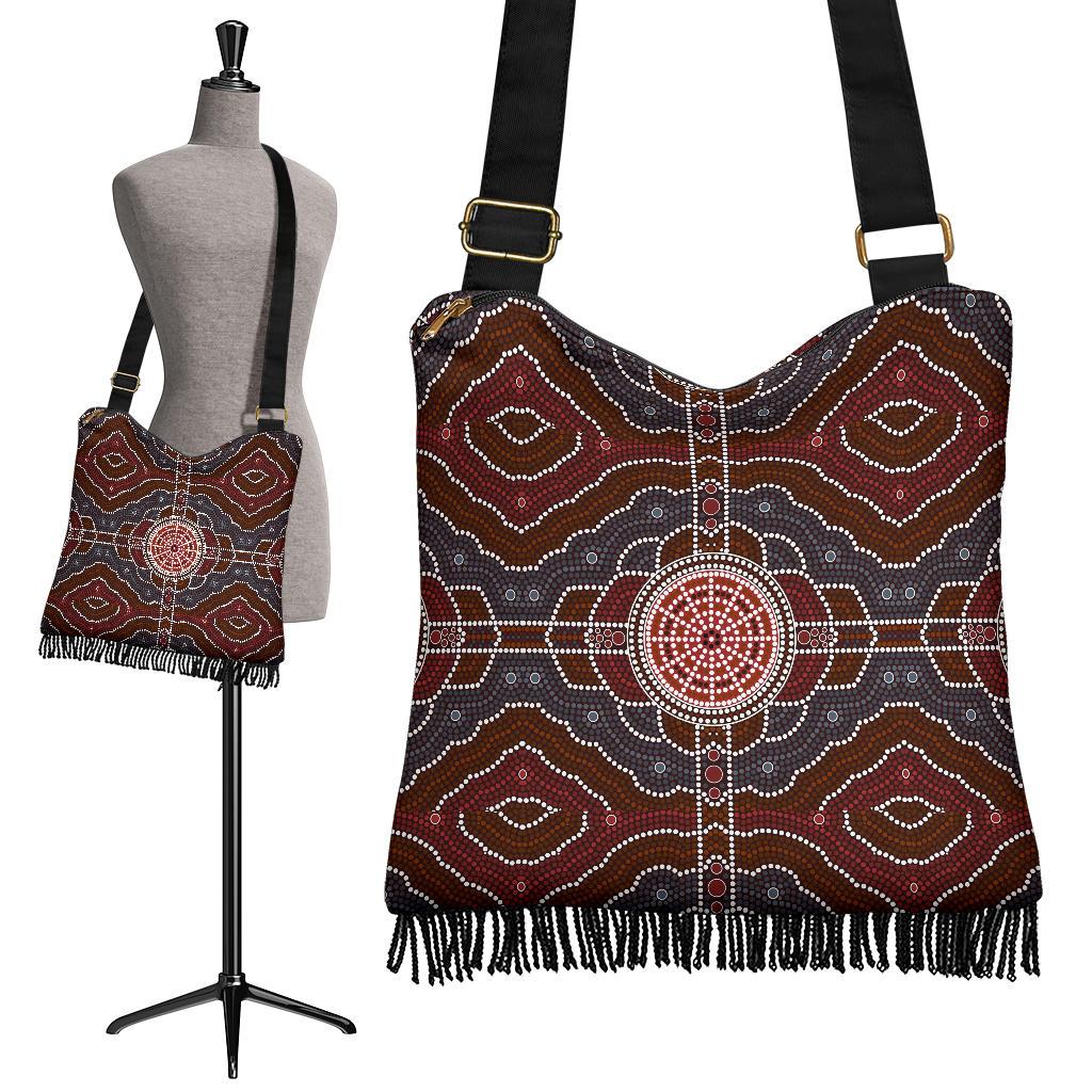 Crossbody Boho Handbags - Aboriginal Dot Painting Bag Ver03