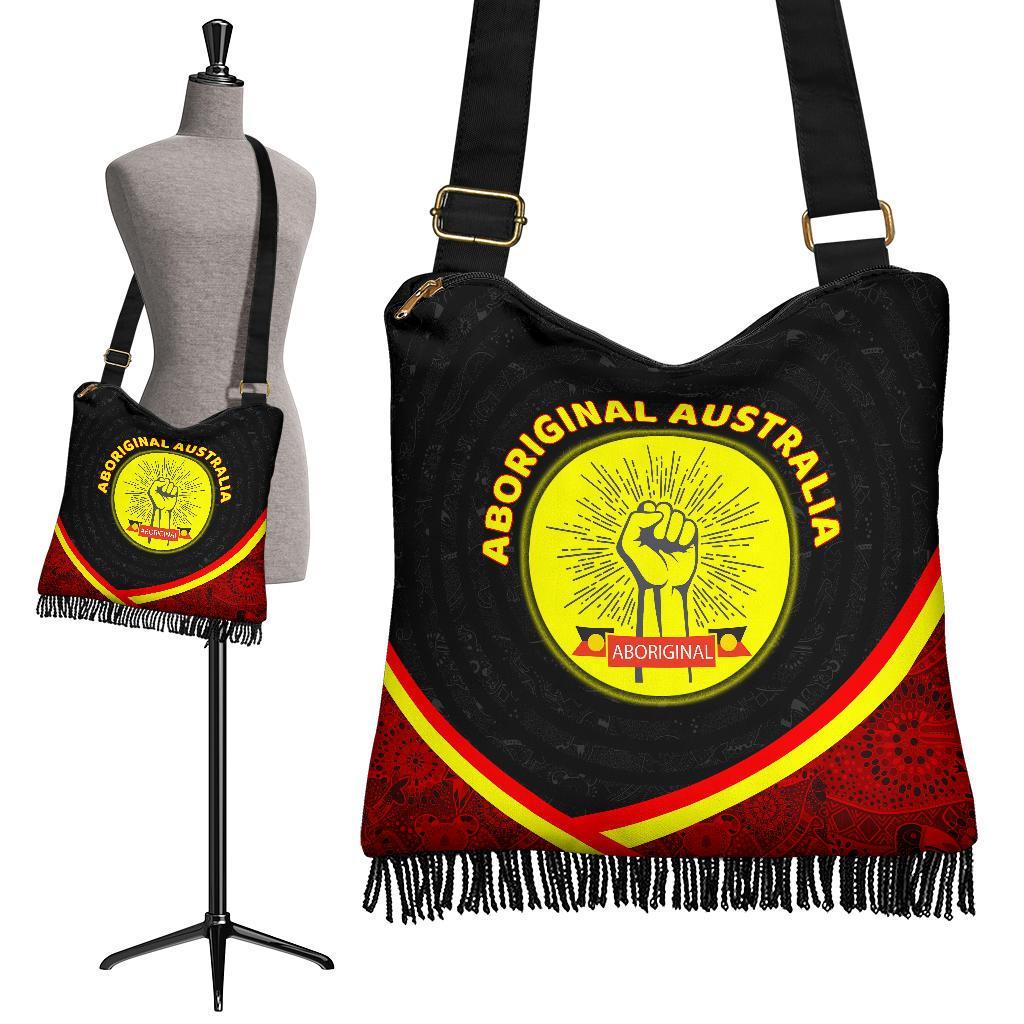 Boho Handbags - Aboriginal Flag And Animals Pattern