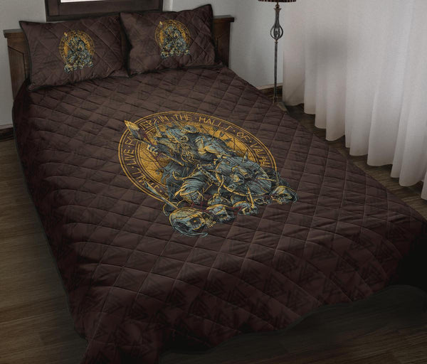 Viking Quilt Bedding Set Warrior Viking Shield Skull